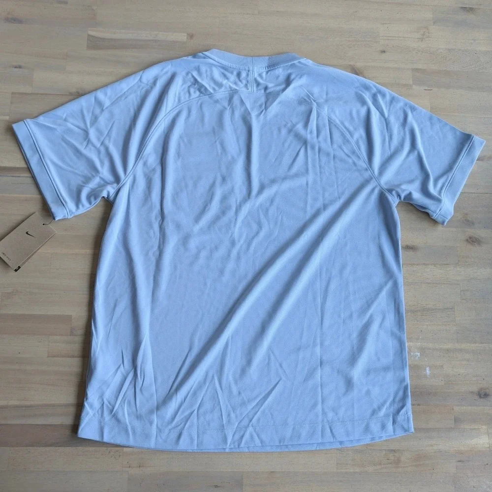 Nike Dri Fit Mens Short Sleeve T Shirt Light Blue Checker Pocket Logo Size Large